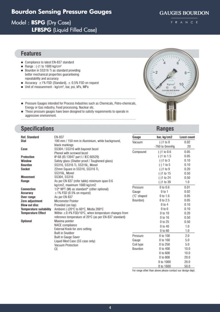 Catalogue đồng hồ áp suất psi LFBSPG-V100